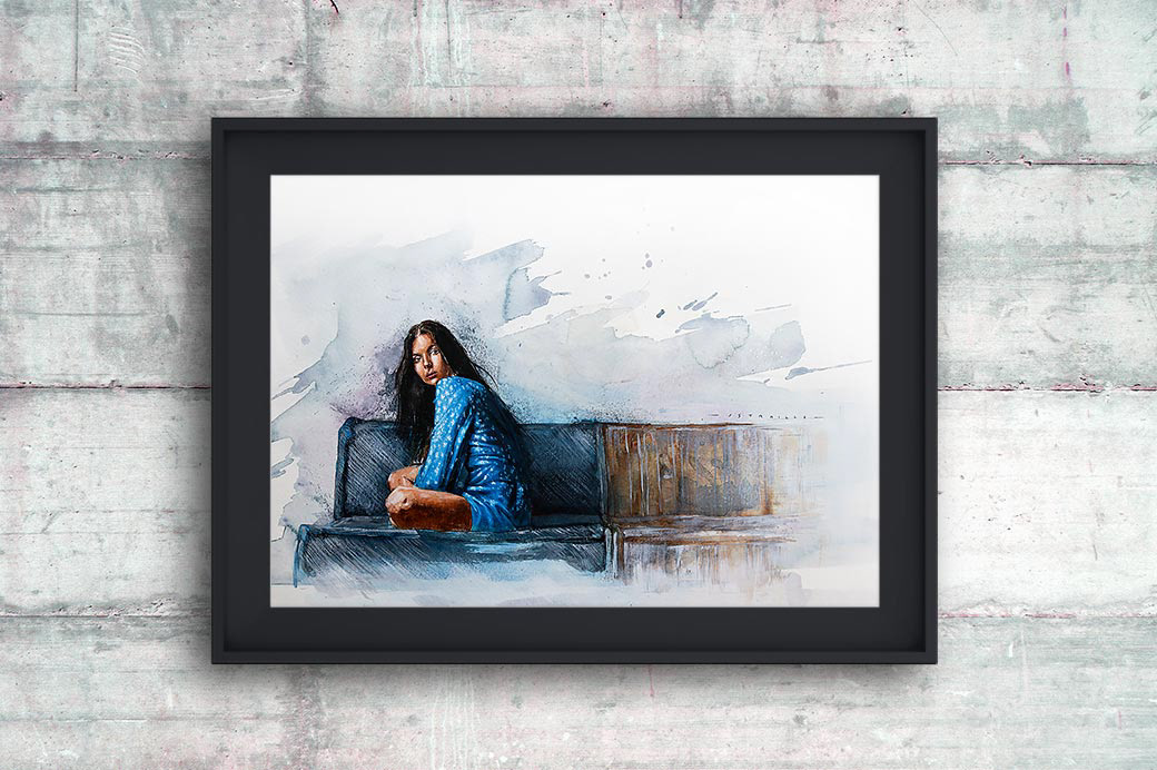 painting   watercolor portrait woman graphic Couch splash