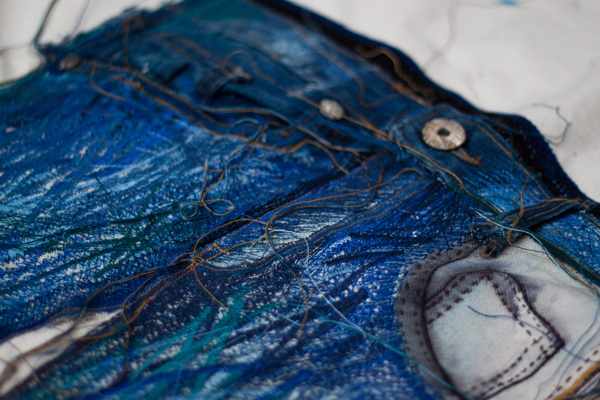 jean  toile  canvas  Destroy  Pocket pants  draw  Sewing  ink bleu  blue  illustrature