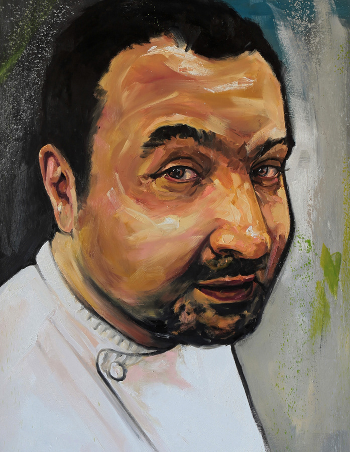 oil  canvas portrait man cook chef