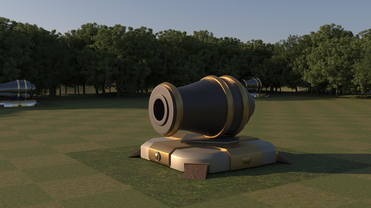 clash of clans 3d modeling V-ray 3D props 3d cannon ،3ds max