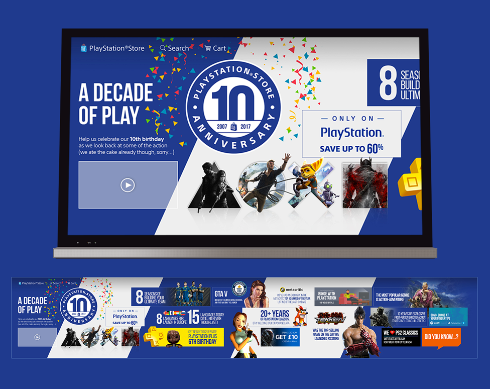 playstation 10thanniversary branding  graphic design  playstation store Sony Interactive Entertainment Sony Video Games games console SIEE