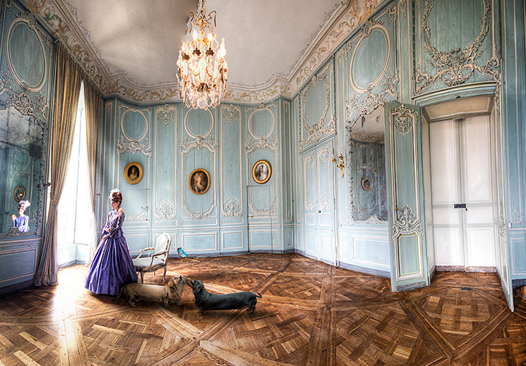 surreal period photography digital manipulation france Chateau de Champlatreux montage