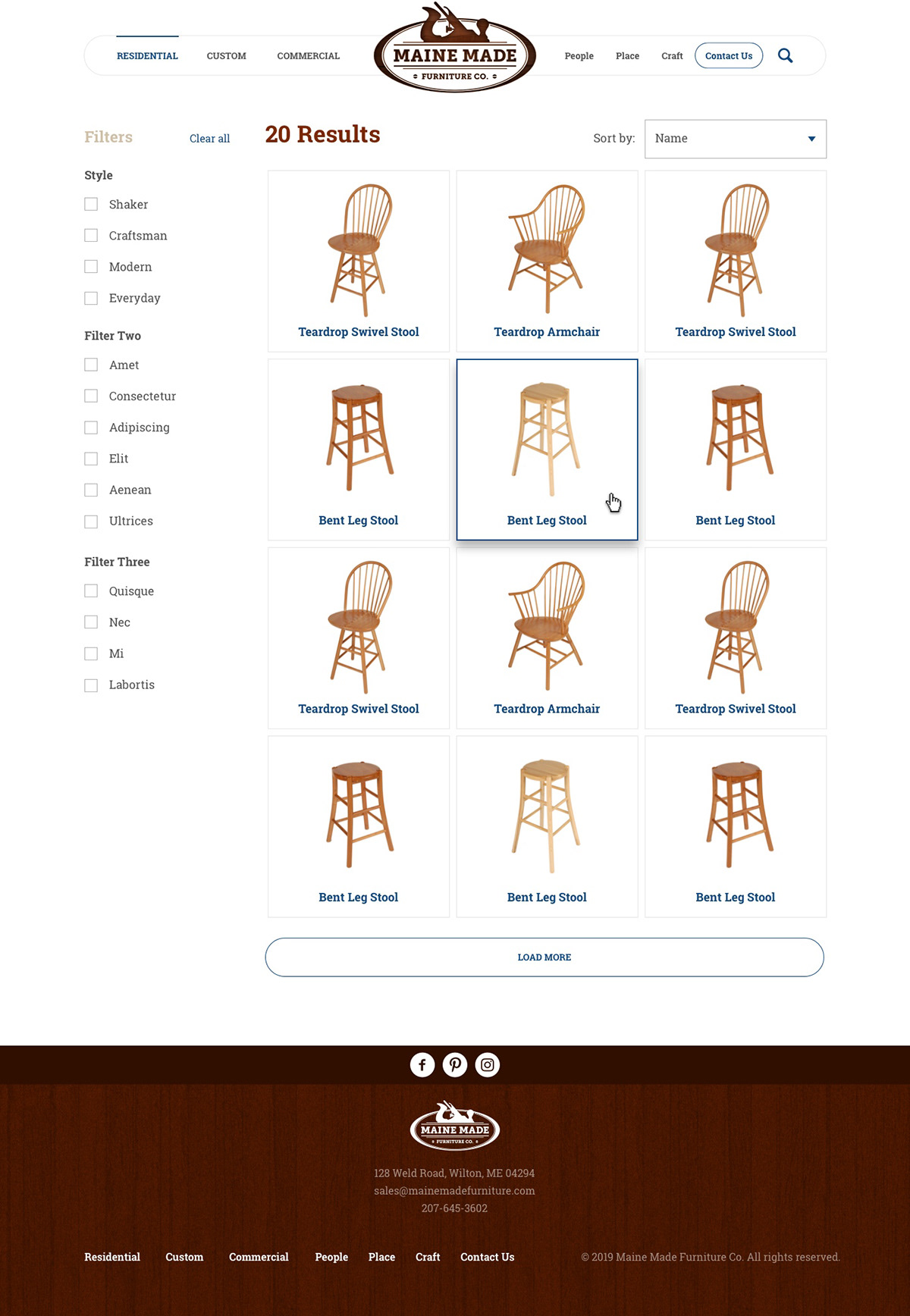 Maine furniture Web Design  ux UI Logo Design