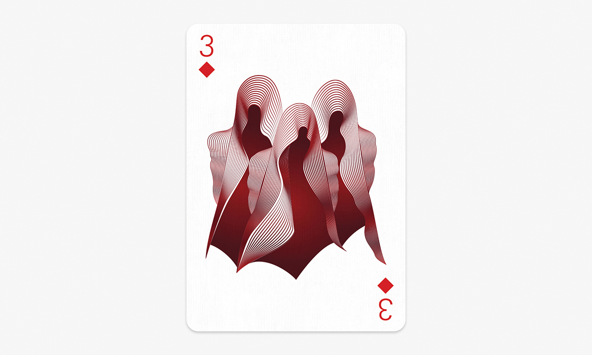 Playing Cards Arts Three of diamonds tuyệt duyệt playing arts playing arts contest Khanh line art Creative Contest 2016 Playing Arts Special edition