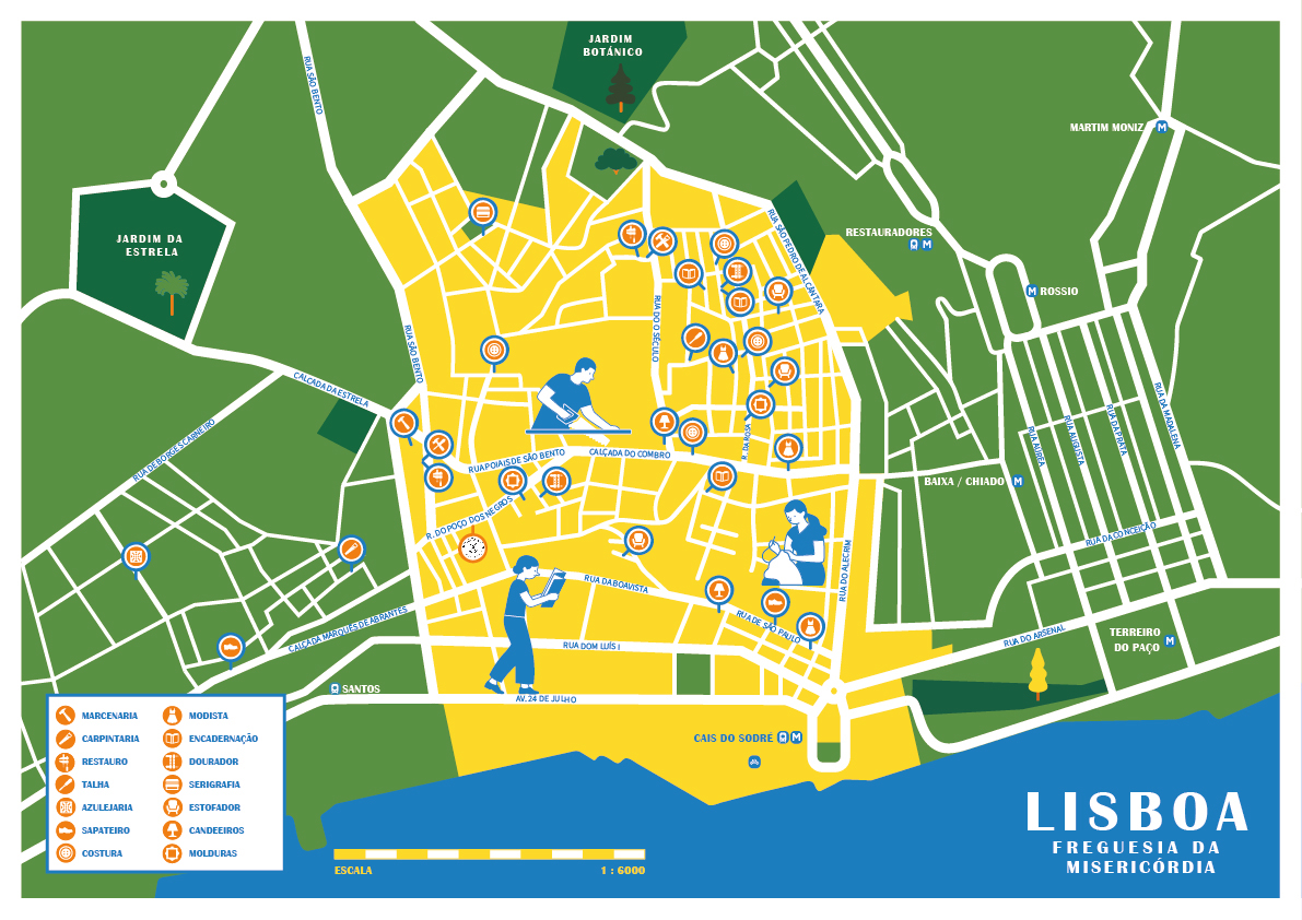 illustrated map Lisbon arts crafts  