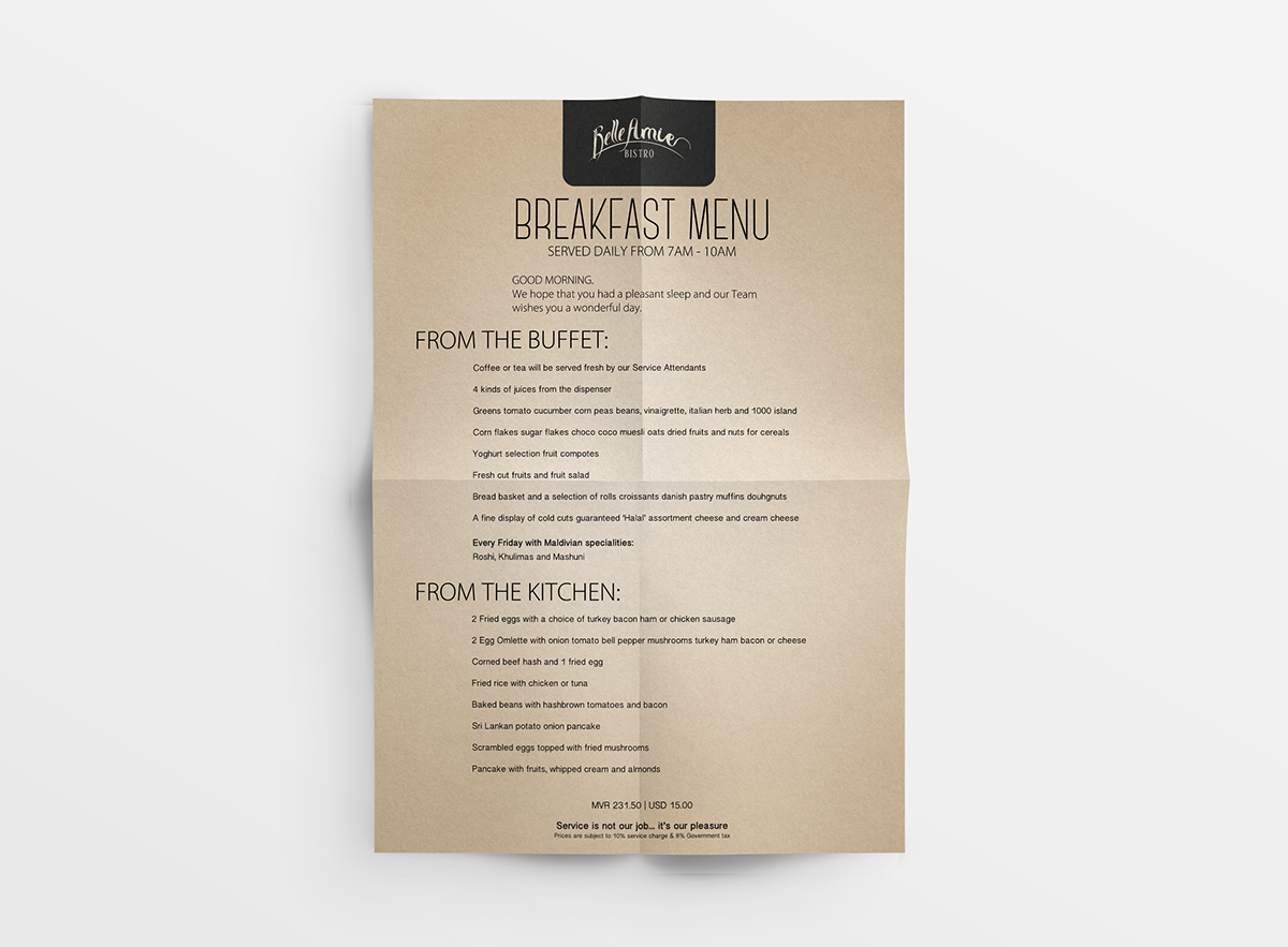 Adobe Portfolio menu restaurant Maldives French loyalty cards Event Booking flyer