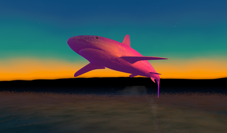 cinema 4d shark trippy modeling global illumination 3D refelction Landscape lo poly Low Poly