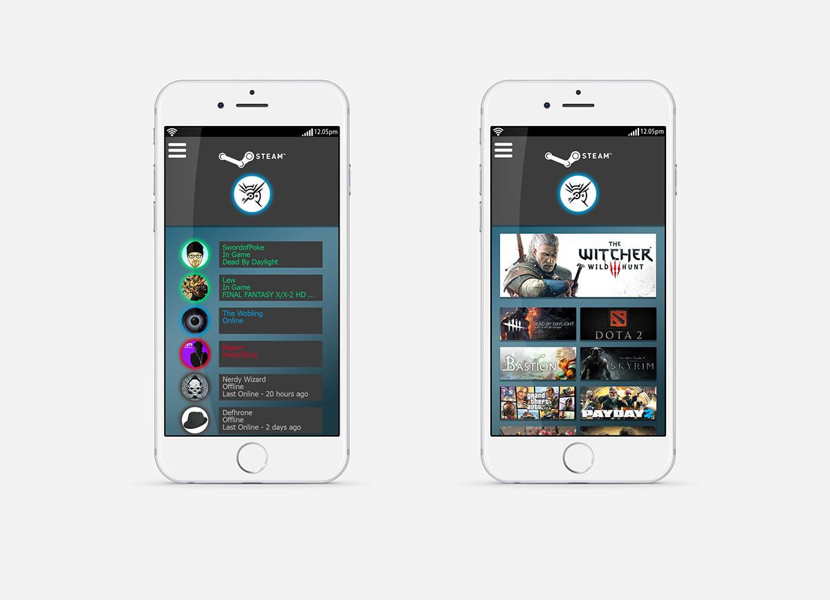 Steam redesign reskin mobile app interactive design