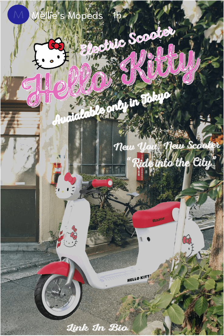 ILLUSTRATION  photoshop hello kitty electricscooter instagramads instagram social media marketing moped tokyo