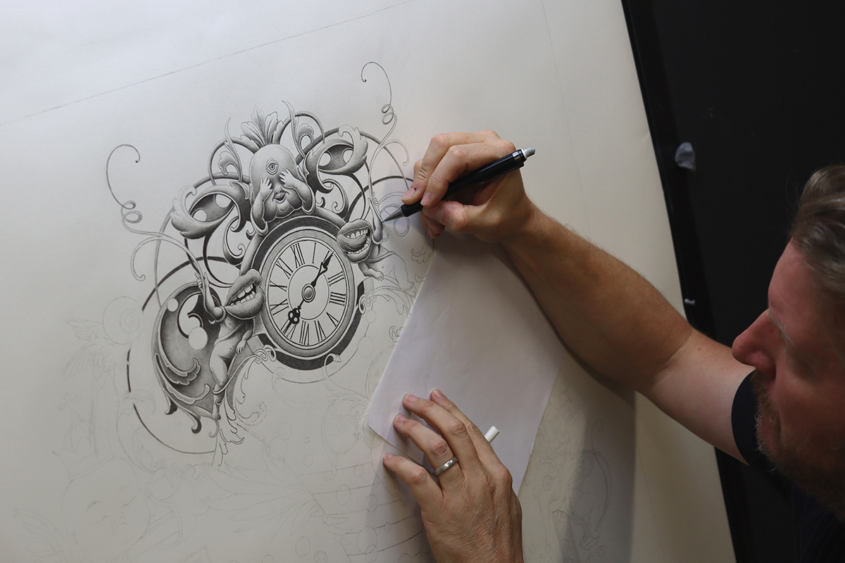 artist artwork black and white Character design  death Drawing  Joe Fenton monochrome skeleton skull
