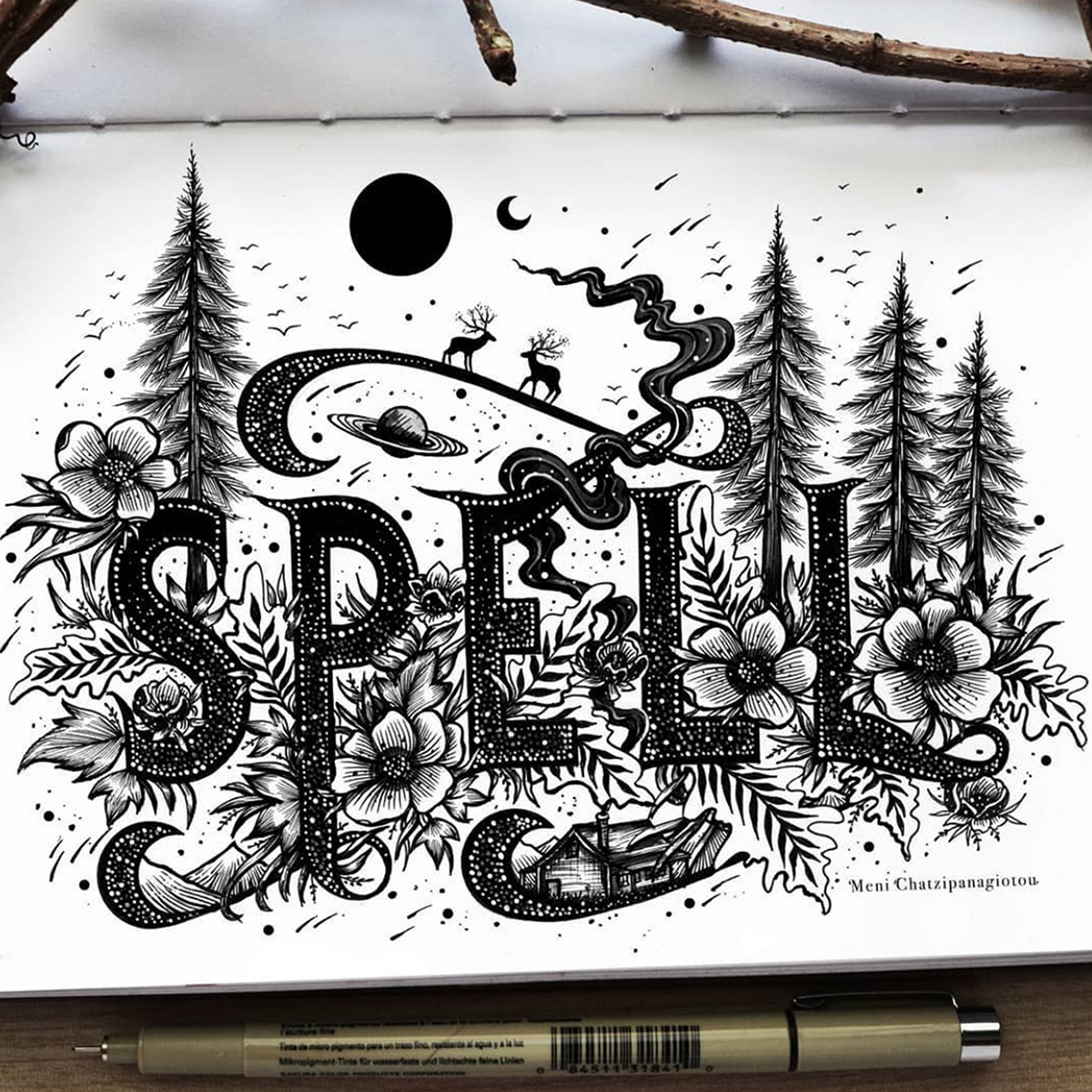 art digital illustration Drawing  handmade ink painting   pen Procreate book cover cover design