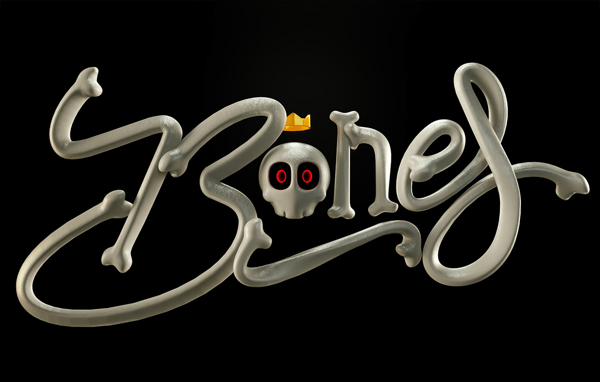 3D 3d art 3D lettering 3D Type bones CGI creative letters lettering modern lettering typograhpy