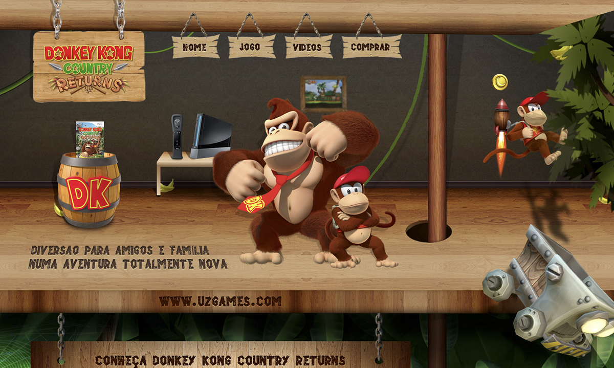 donkey kong  Nintendo uz games  monkey  Illustration  jungle   house tree