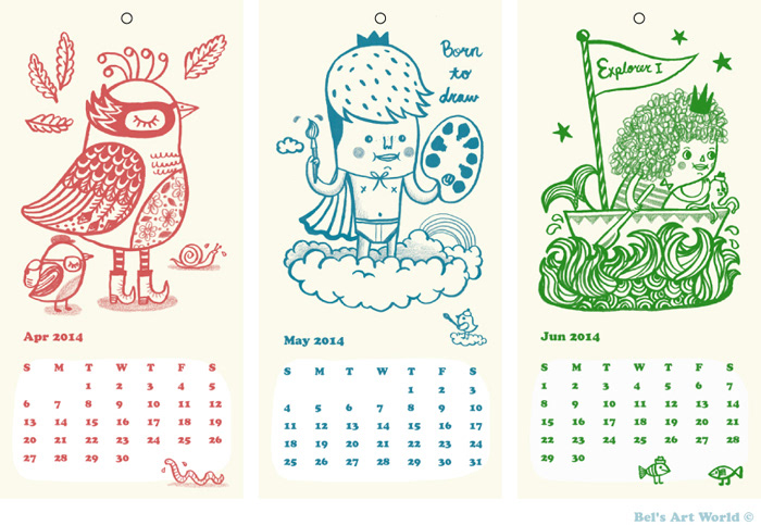 Calendar 2014 Illustrative cute animals Stationery children's book adventure