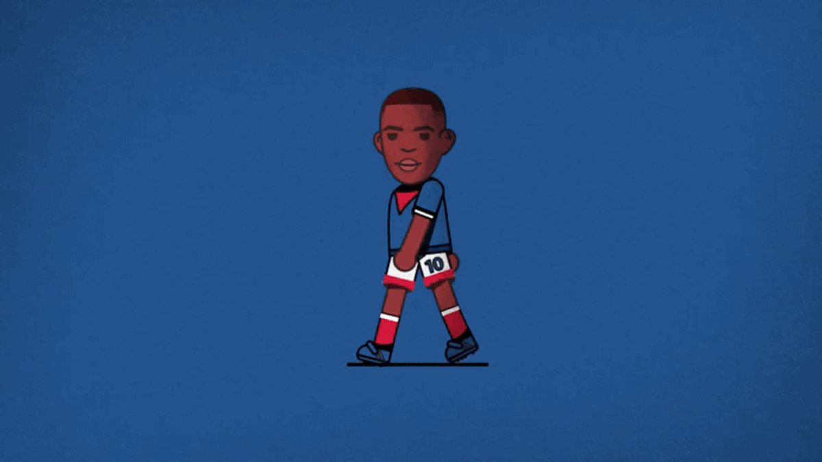 Mbappé character design and walking cycle animation