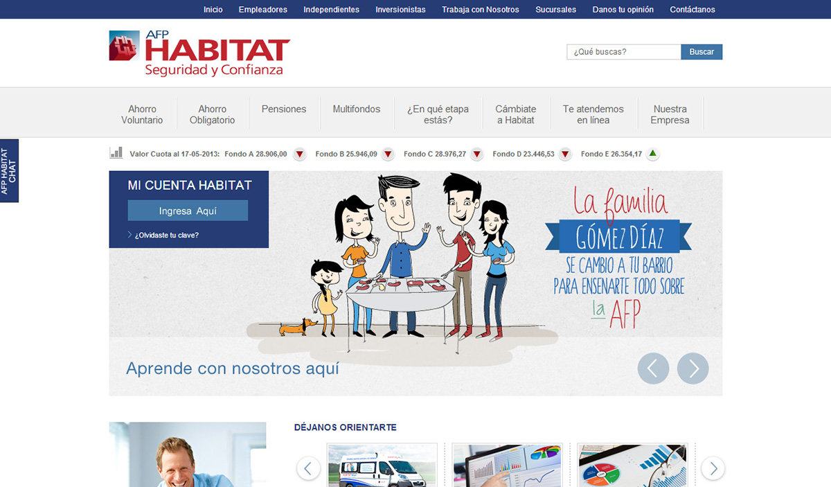 ilustracion habitat Web Campaña chile AFP familia dibujos navegation UI