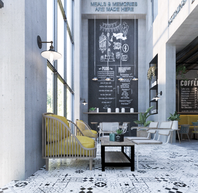 3D cafe Coffee design industrial design  Interior menu Render visualization vray