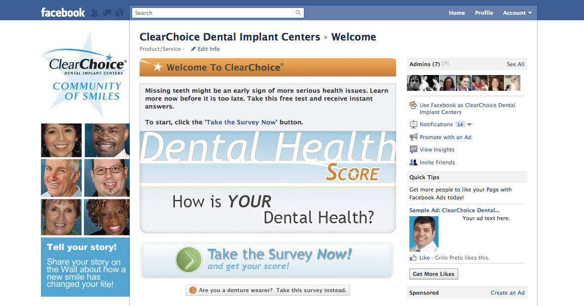 ClearChoice facebook app Facebook Application Website Concept Actionscript