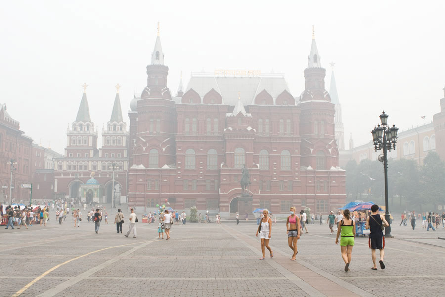 Moscow smog red square st. basils
