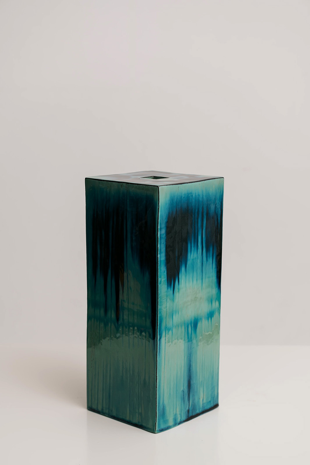artceramic blue ceramic clay craft cuboid glaze handmade product design  Vase