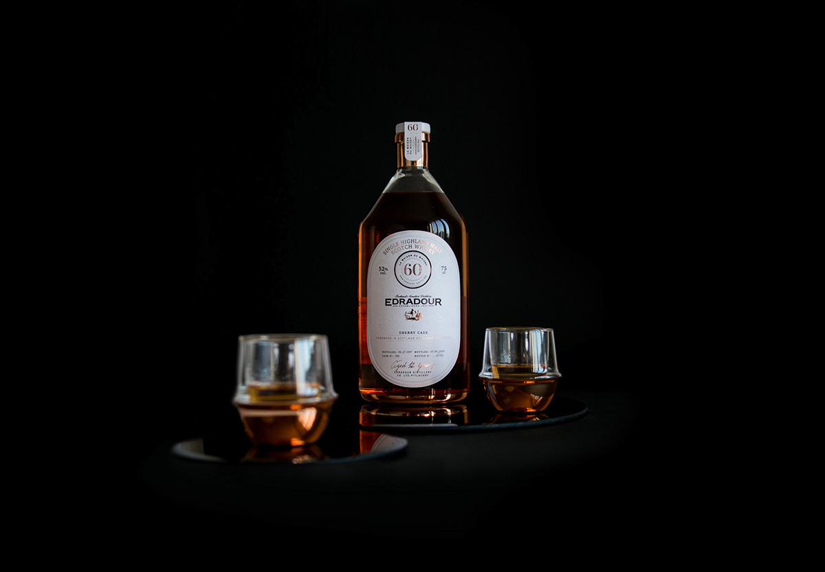 Whisky Edradour Packaging alcohol luxury black copper stamping bottle design