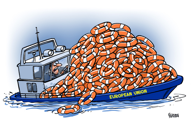 Cartoons political cartoon prostitute Refugees Europe