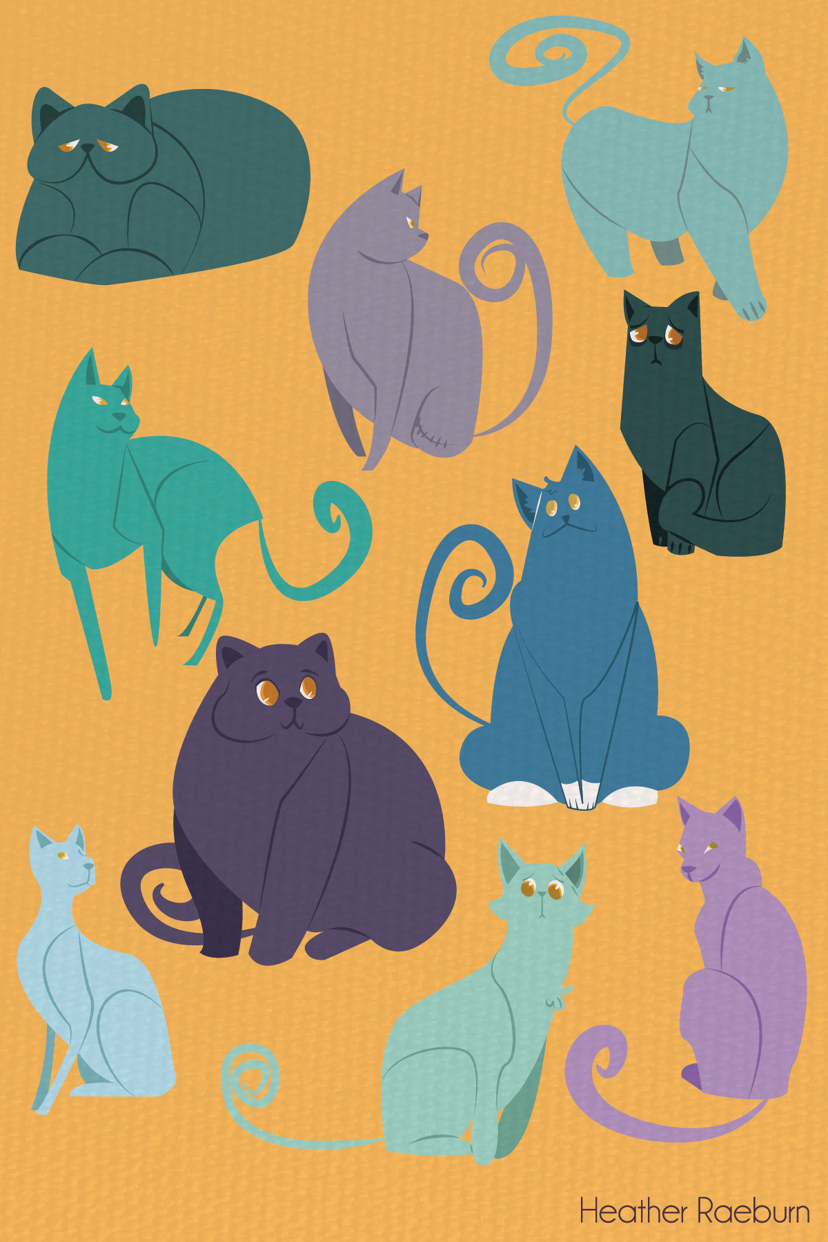 cats animals postcard design