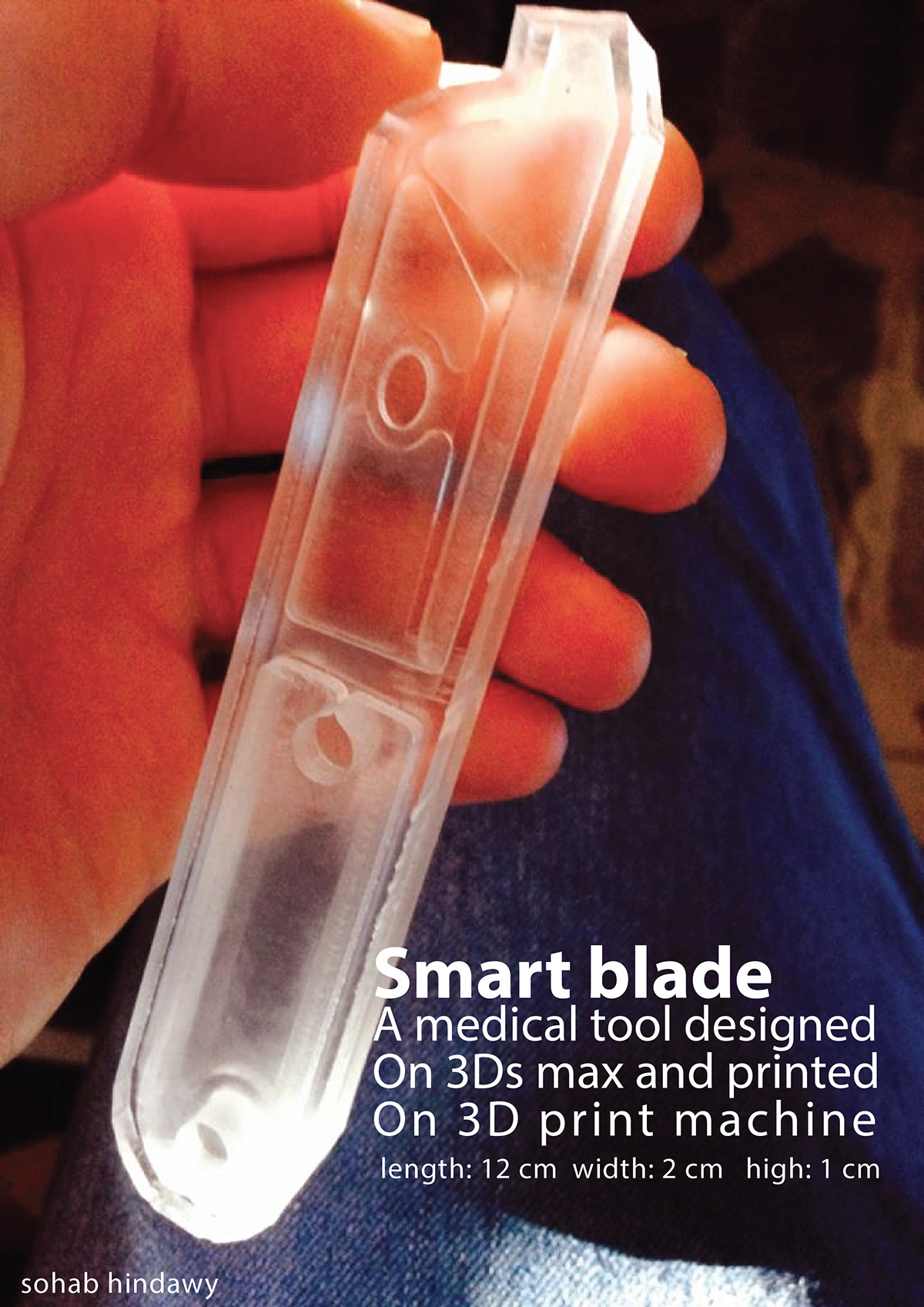 length: 12 cm width: 2 cm high: 1 cm A medical tool