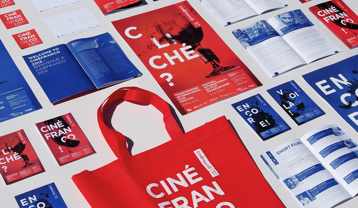 festival campaign poster Program sway Tote magnet postcard film festival culture francophone blue red French banner