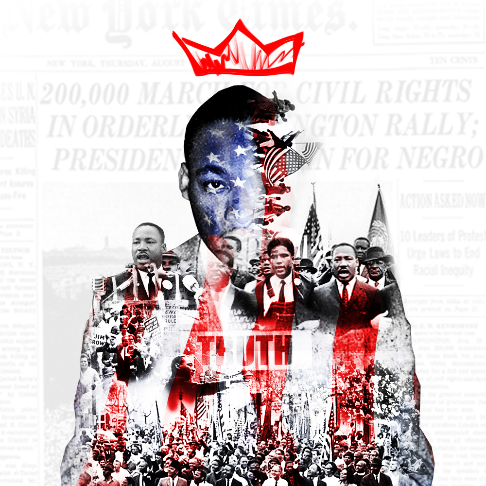 MLK Martin Luther King freedom equality truth Justice American Dream equal rights photoshop double exposure photo collage