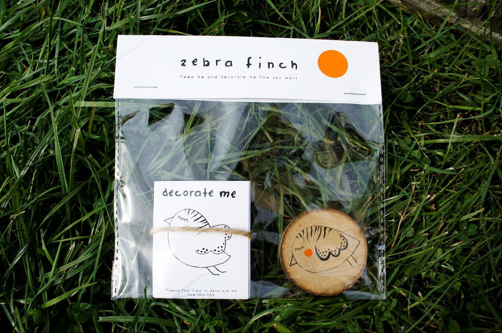 Promotional Mailer identity birds logo zebra Finch Lucy mailer orange box