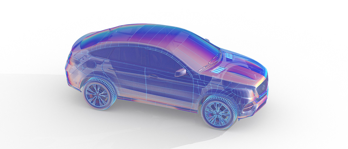 3D ai Auto automotive   Autonomous vehicle car Electric Car mesh self-driving