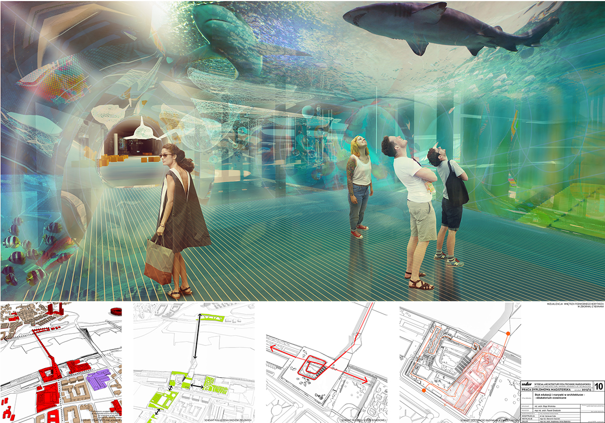 majawronska design aquarium warsaw modern takmaj concrete museum river Entertainment Leisure Education society connection path