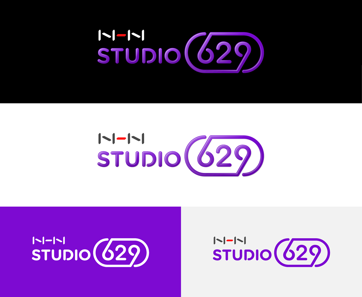 game studio Corporate Identity Entertainment neon sign logo number numeral address typographic Logotype in-house purple business card splash Illustrator