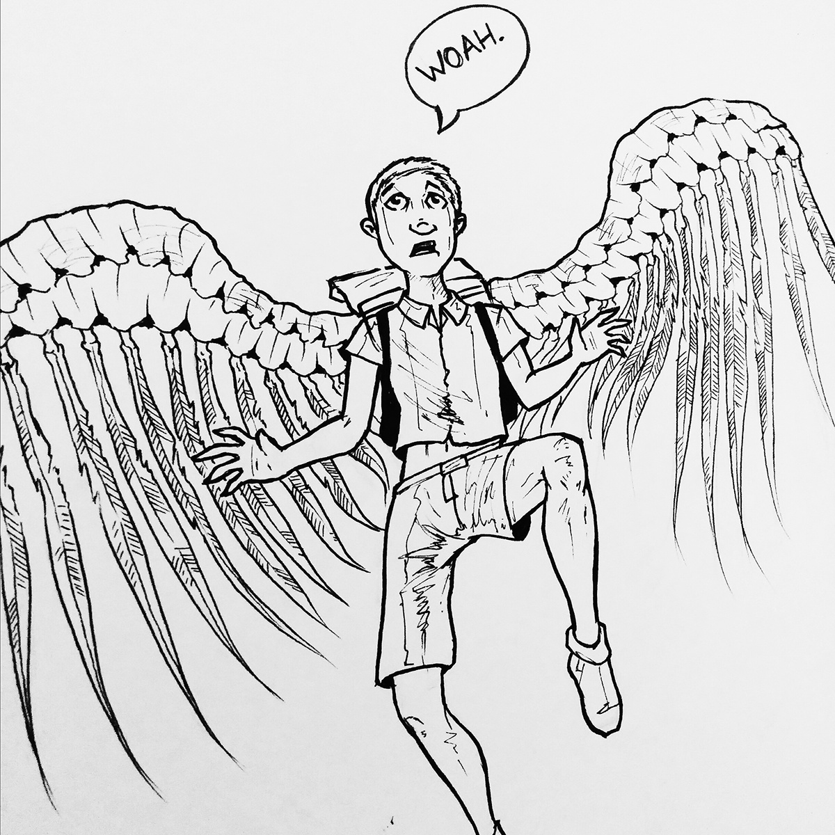 angel wings backpack Pack kid Flying comic book fantasy SKY