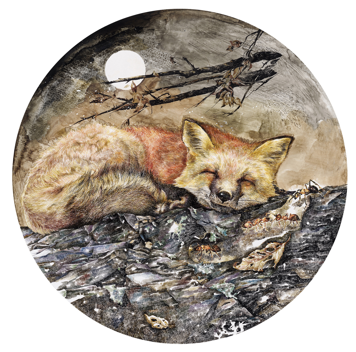FOX animal hand-painted Original Zhao na contemporary art