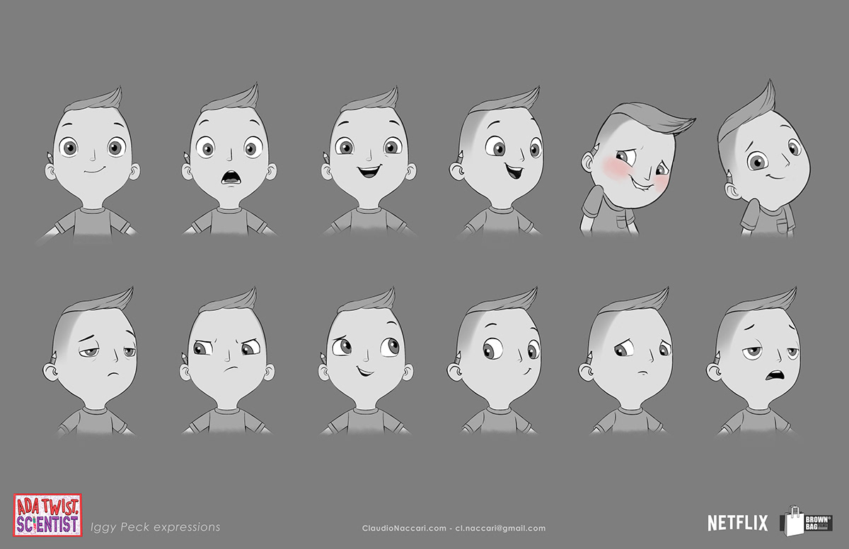 Iggy Peck character design expressions