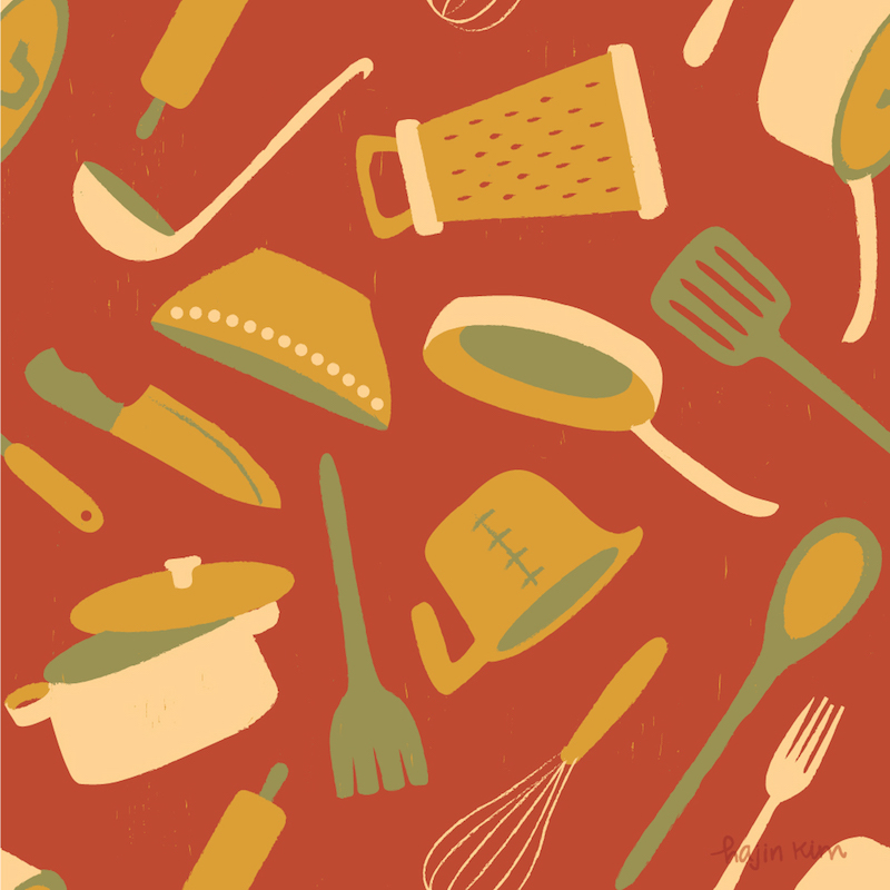 surface pattern fabric kitchen cooking Food  Textiles pattern design  licensing