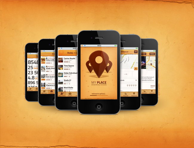 iphone app application place map ios friends Interface iphone app texture ux UI places iPhone Application