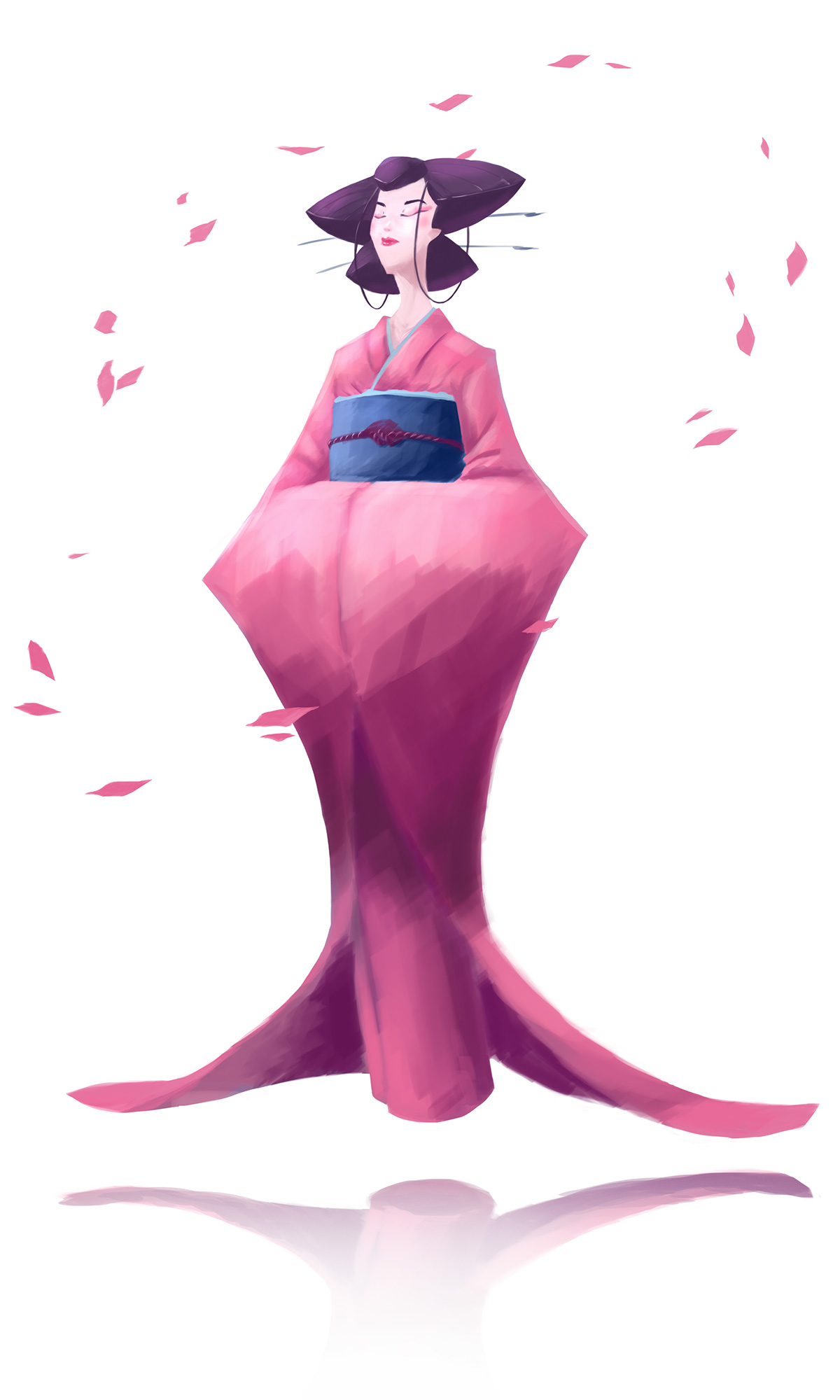 geisha Character design  japanese art Cherry Blossom concept art psychic
