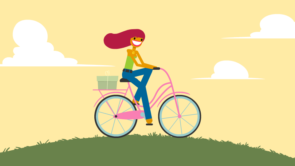woman Bicycle animate animation  Character vector parenting design flat motion
