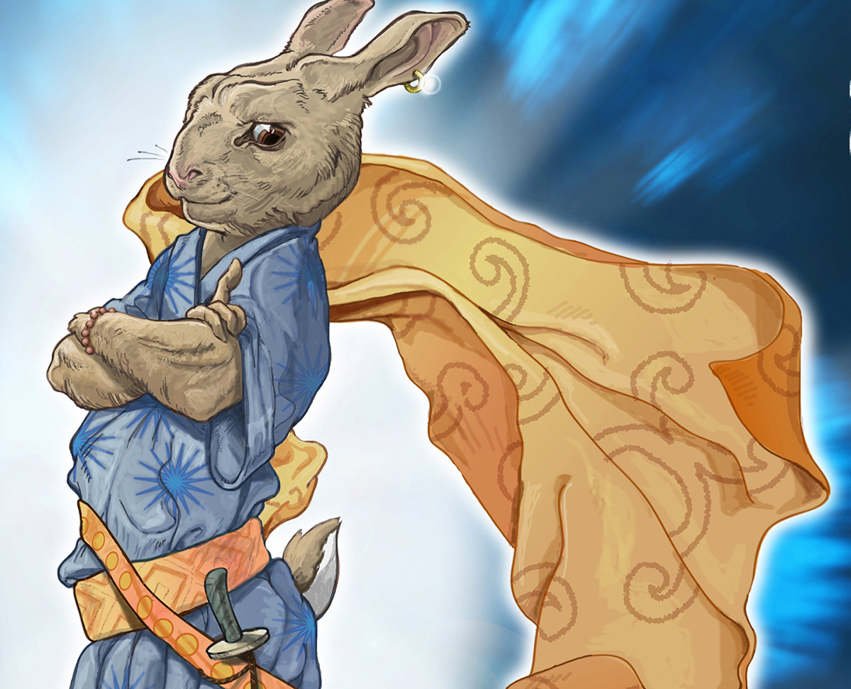 rabbit character design samurai Character