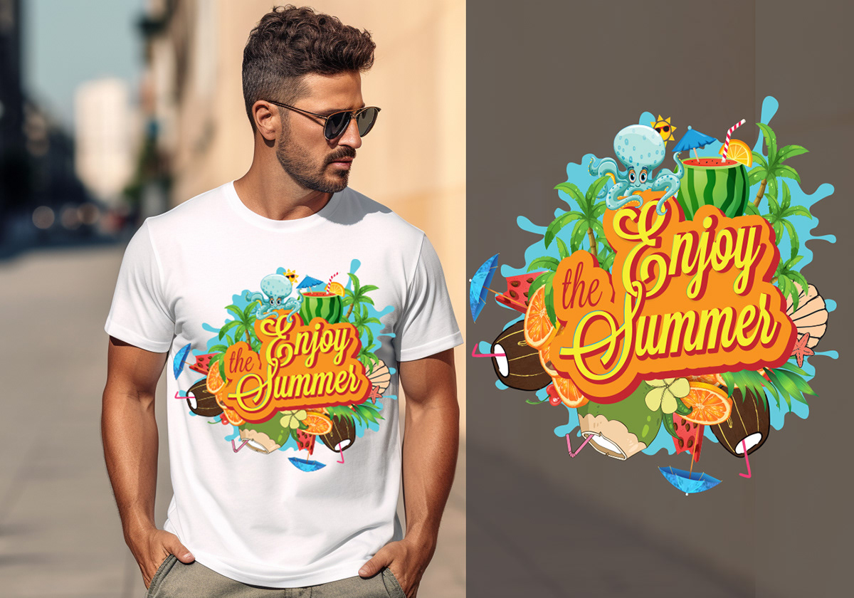 Summer T-shirt design summer graphic design  trip Photography  beauty Fashion  design enjoy the summer summertravel