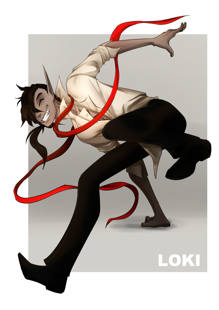 yellow red demon Loki digital rendering