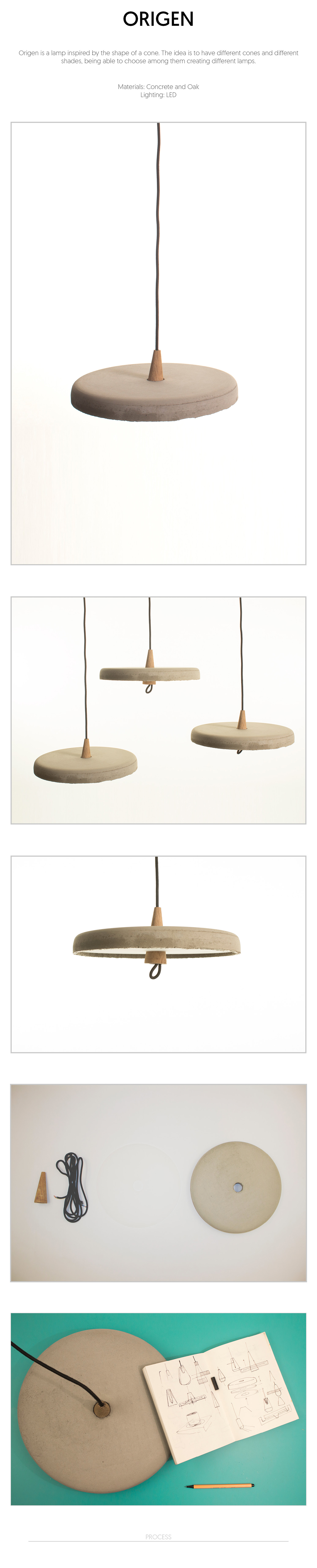 luminaire lighting Lamp concrete cemento oak wood pendant cone led Origin