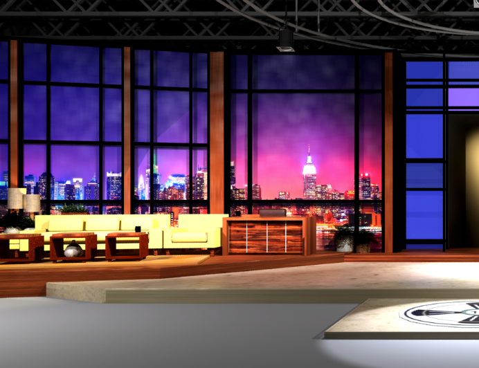 3D virtual set The Tonight Show Jay Leno 3ds max student project