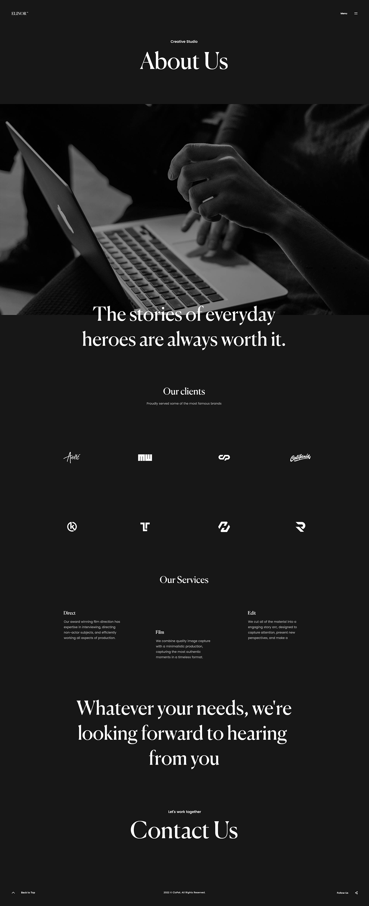 agency clapat minimal Photography  portfolio website Responsive showcase template typography   Website