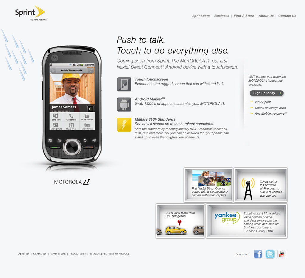 sprint motorola motorola i1 mobile wireless cell phone microsite Website