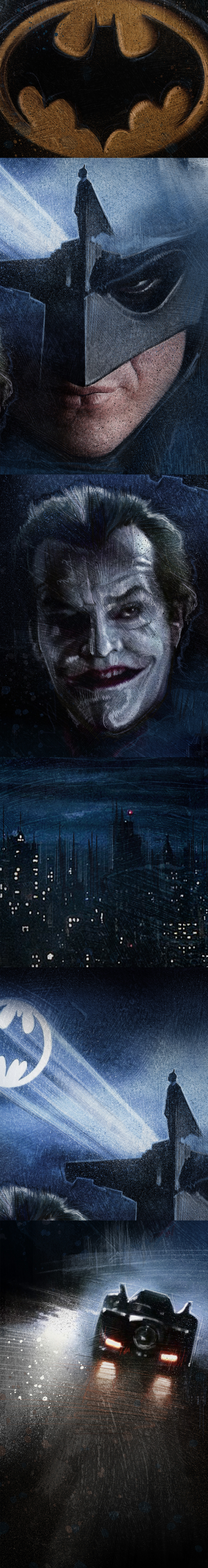 batman warner bros Dc Comics Michael Keaton Jack Nicholson Tim Burton poster movie Batmobile gotham city signal bat