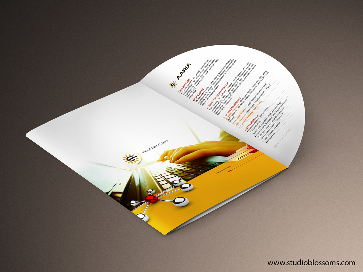 logo_identity_for_eaaria_software corporate logo_eaaria docket_design brochure design with_multiple_folds
